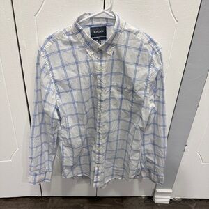 Bonobos White and Blue Checkered Slim Fit Button Down Long Sleeve